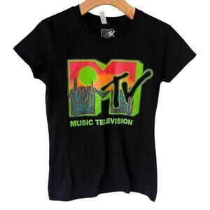Zuni MTV Girls T Shirt XL 14/16 Black Graphic Tee
